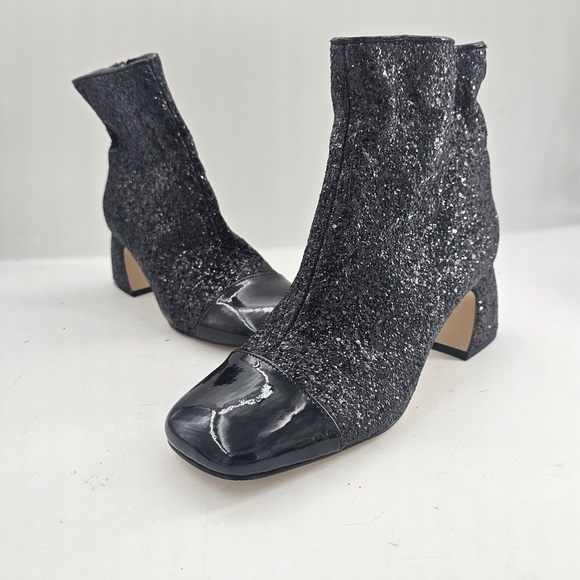 Circus NY Osten Black Sparkly Ankle Boots Women’s Size 8 NWTB Zip Block Heel - Picture 11 of 12